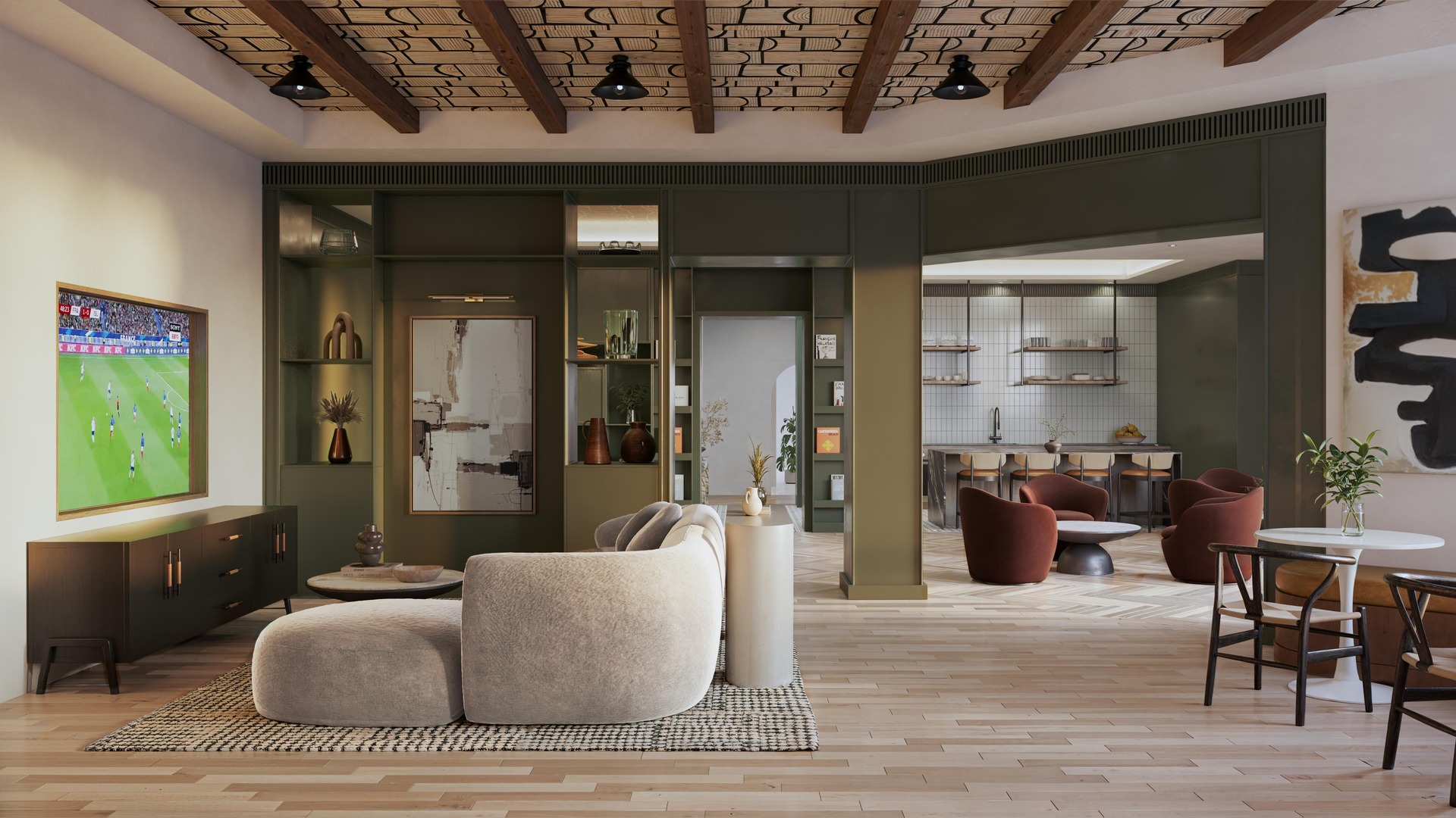 A welcoming resident lounge designed for connection